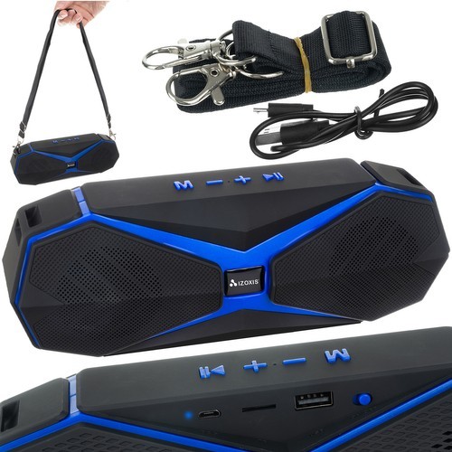 Boxa portabila multifunctionala, MP3, slot card, intrare USB, radio FM, 1200mAh, negru/albastru - imagine 11